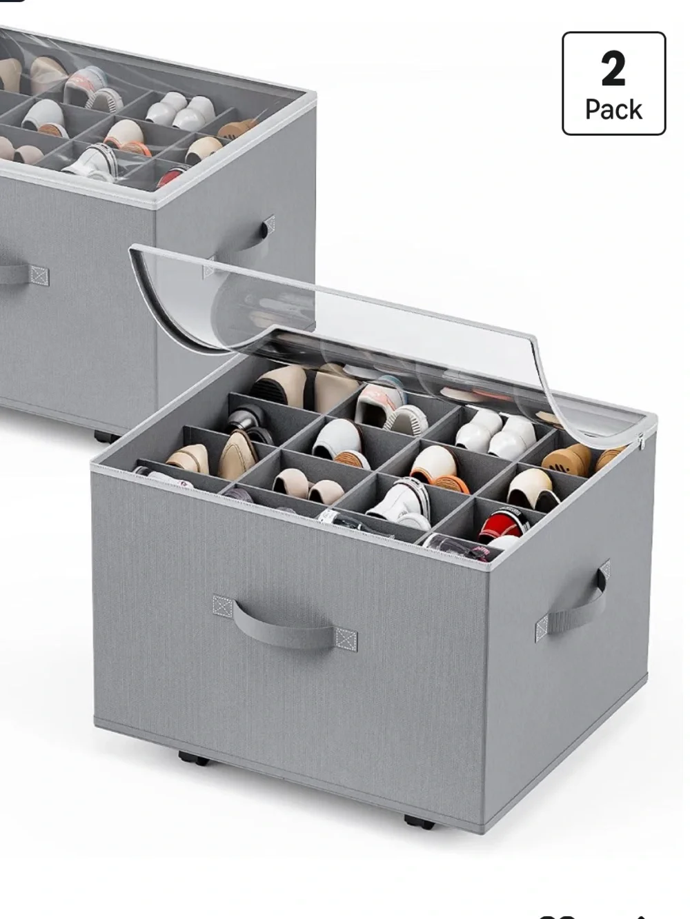 Brand Shoe Storage Organizer Box - Light Gray (2 Pack)